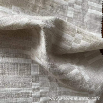 Checked Solid Colour Jacquard Line Linen Cotton Fabric